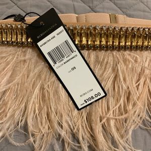 NWT BCBG Ostrich Feather and Jeweled belt